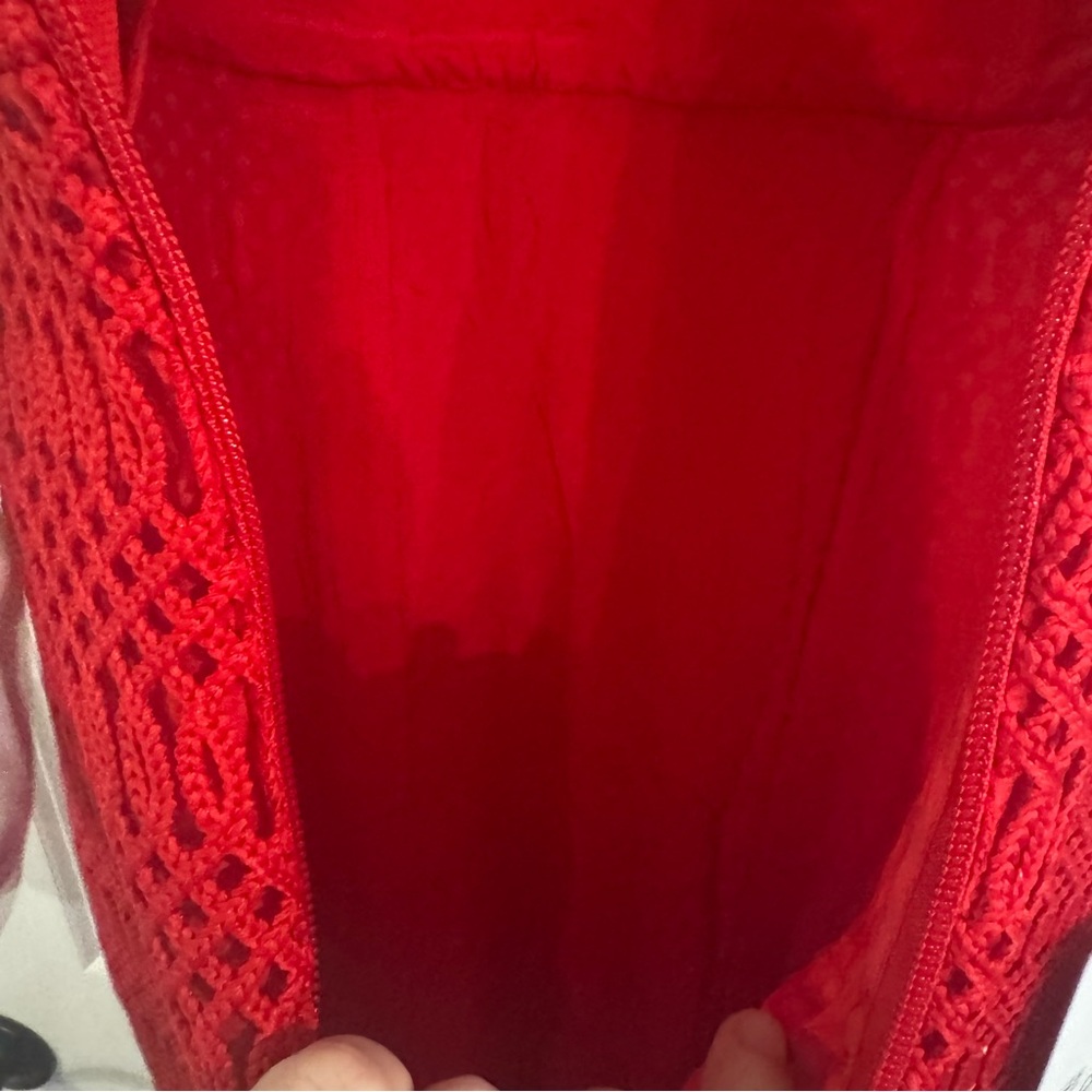 Self Portait Lattice Lace Midi Dress in Red - Picture 16 of 16